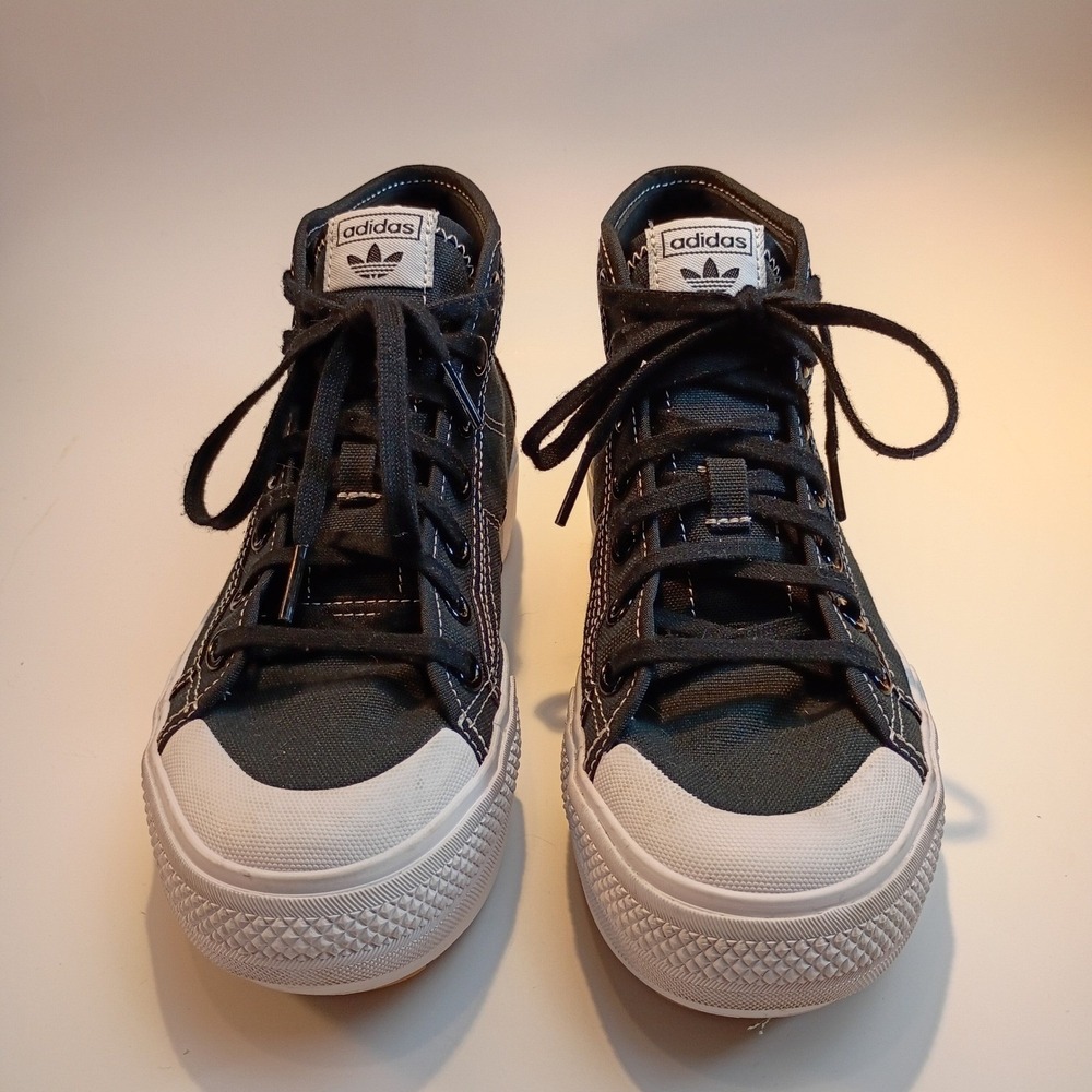 Adidas Nizza Bonega Mid Black Canvas Platform Shoes Sneakers GZ8857 Womens 6